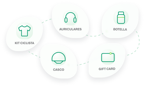 Premios: kit ciclista, auriculares, botella, casco y gift card